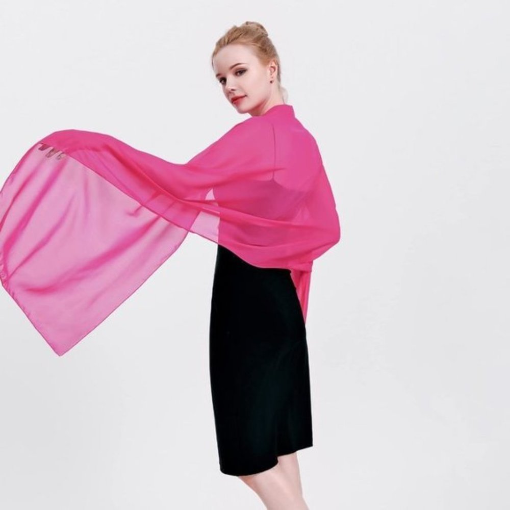 Womens Chiffon Shawls Wraps Rose